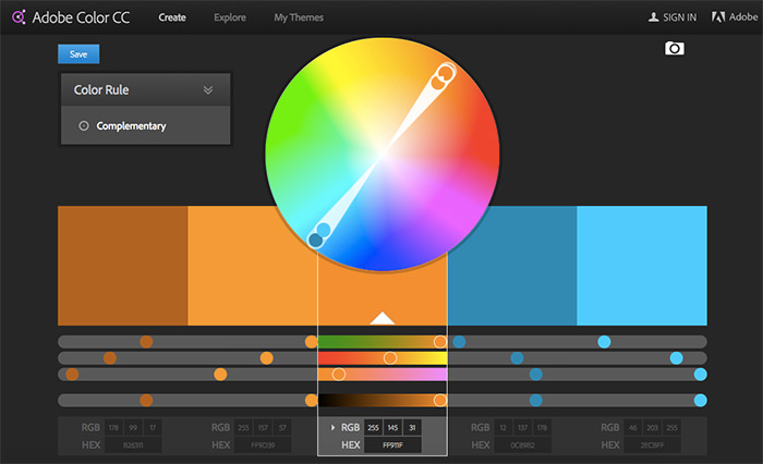 ابزار رنگی Adobe Color CC